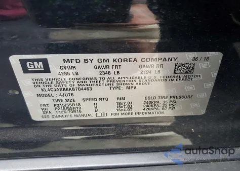 2019 Buick Encore Preferred z USA, uszkodzony, nr VIN KL4CJASB8KB704463